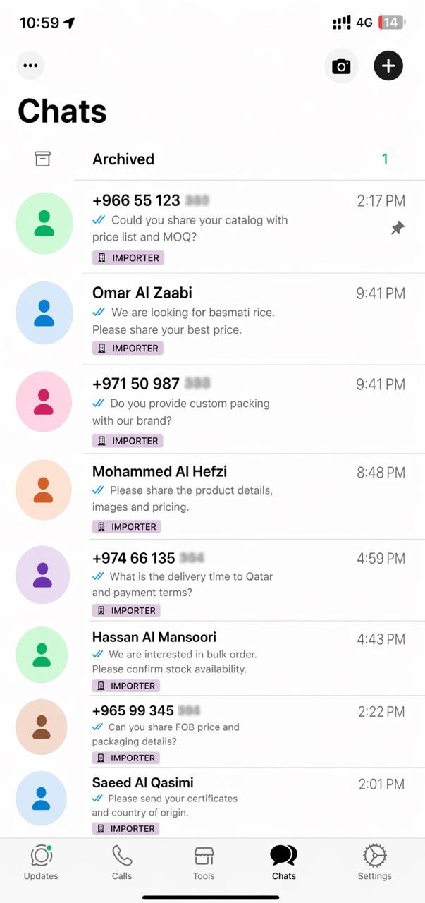 Importer from Middle East proof of work